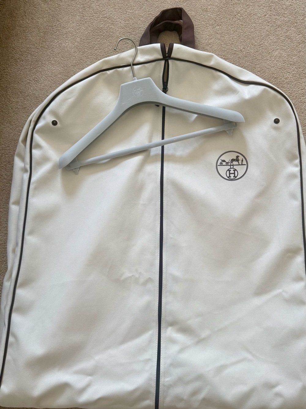 Hermes White and Brown Protective Garment Cover